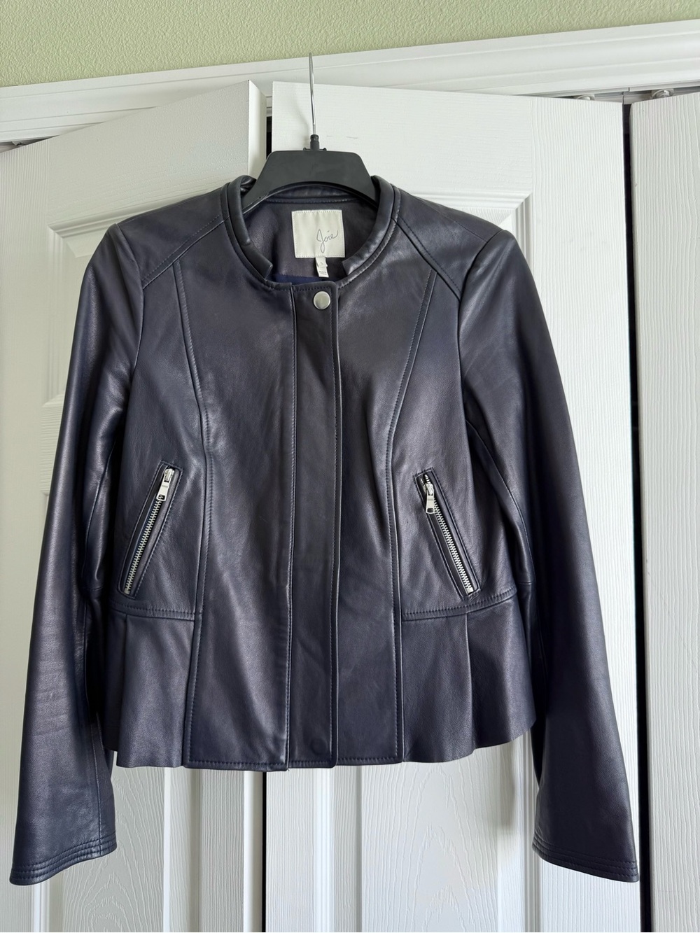 Joie Soft Lamb Leather Moto Jacket with Zip Pockets